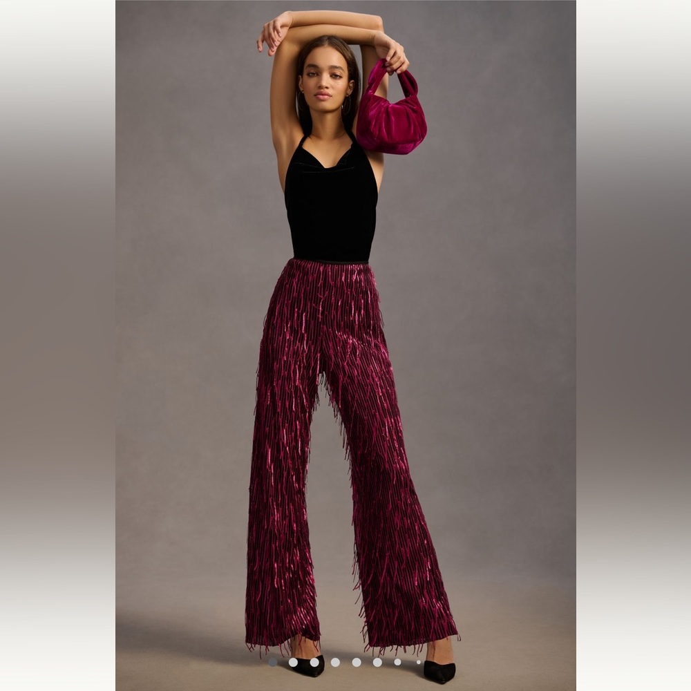 ANTHROPOLOGIE NWT MAEVE SEQUINED WIDE LEG PANTS 💜